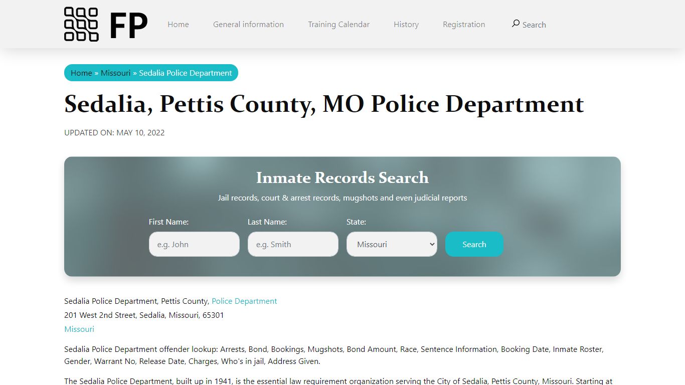 Sedalia, MO Police - City Jail Inmates, Arrests